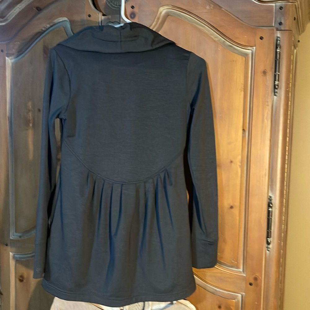 ATHLETA gray one button jacket with lots of detailing